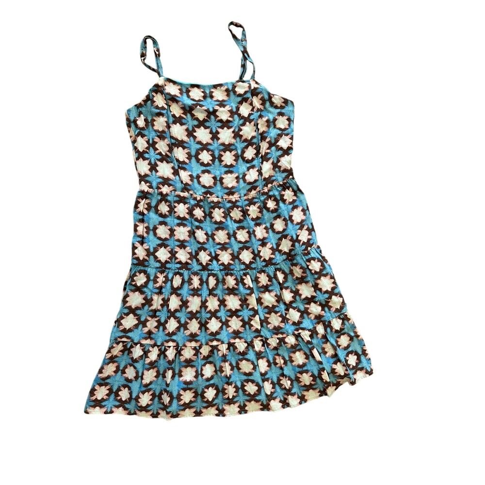 Loft 2 summer sun dress teal mid century beach pattern tank skater skirt knee